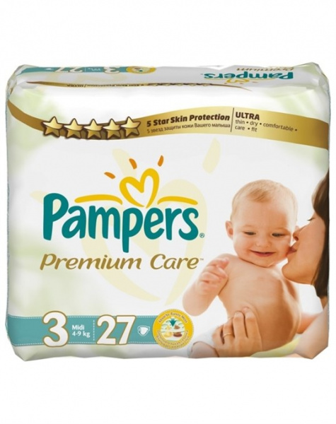 Памперс Premium Care, Midi 3 (4-9кг) 27шт 1156438