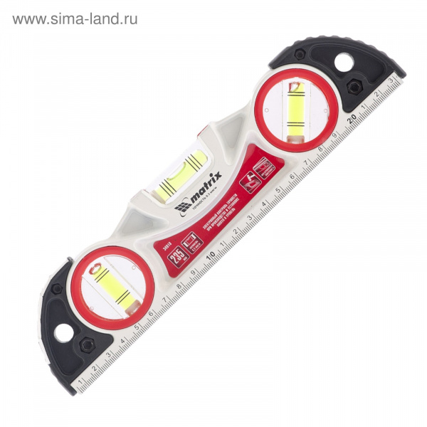 Уровень алюминиевый литой, фрезерованный, 3 глазка, две ударные площадки, 235 мм /34910