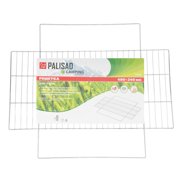 Решетка-гриль 480х240 мм, хромированная, Camping Palisad/69688