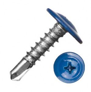 Саморез 4,2х16 оцинкованный пресс-шайба синий RAL5005 (сверло)