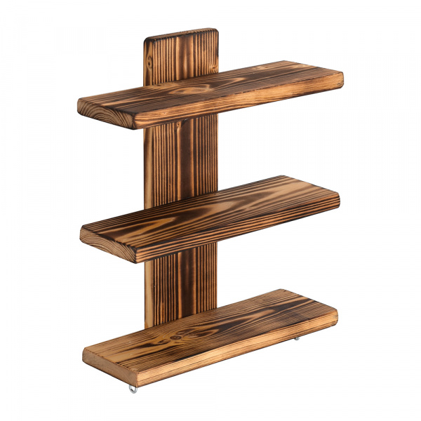 Полка настенная, трёхъярусная, 40х28х12 см, обожжённая сосна/33160