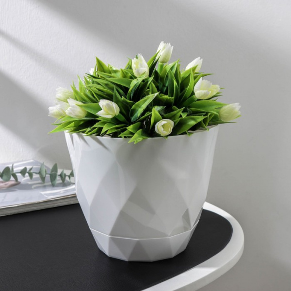 Горшок для цветов с поддоном Laurel, 2,3 л, d=17,5 см, h=15 см, цвет белый/9073790