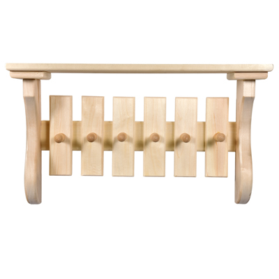 Полка с вешалкой, 6 рожков 54х31х14 см, липа "Банные штучки/32412