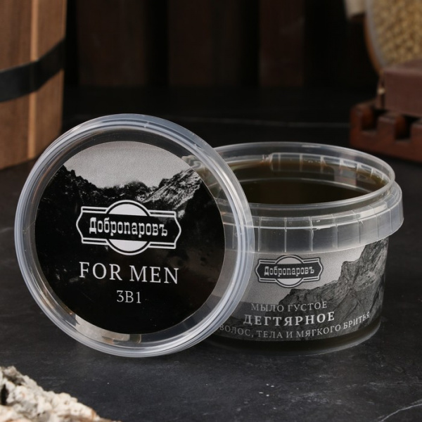 Мыло густое "FOR MEN" 3в1 Дегтярное, черное 280 мл /9526793