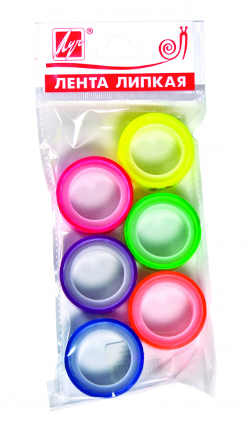 Клейкая лента канцелярская ЛУЧ 12мм*5м флоур 6шт в пакете /107692