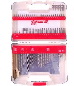 Набор сверл комб.,мет.1-6мм,бет.4-8мм,дер.3-8мм, перки,бит.44шт,адап.,голов.6шт,75пр/725675