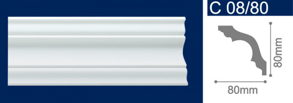 Плинтус потолочный экструдированный С08/80 2м