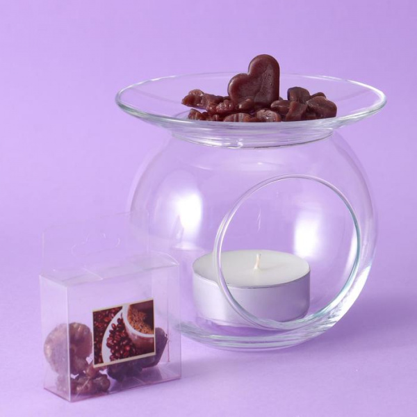 Стеклянный подсвечник с наполнителем "Шоколад", 16х16 см/6929353