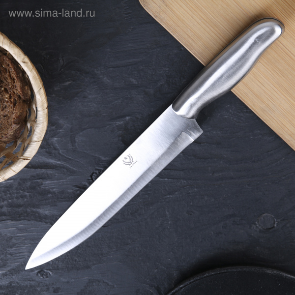 Нож кухонный «Металлик», лезвие 22,5 см, цвет серебристый/4132568