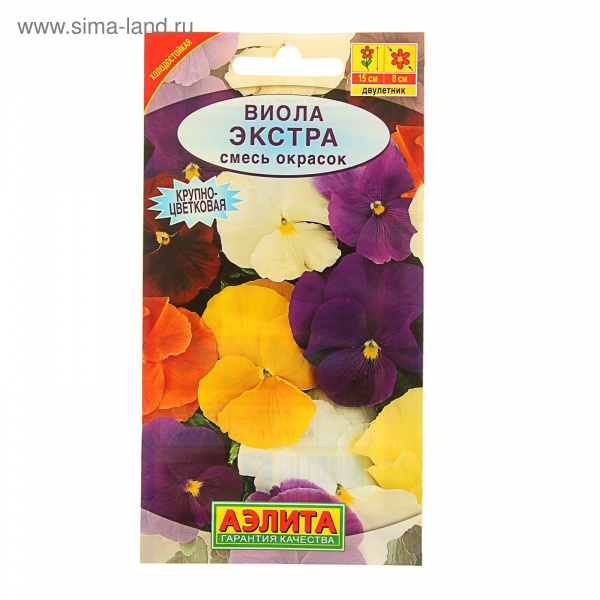 Семена цветов Виола "Экстра", смесь окрасок, Дв, 0,1 г   1731557