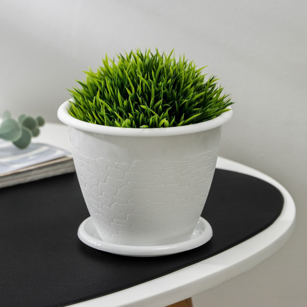 Горшок с поддоном «Розалия», 800 мл, цвет белый/631679