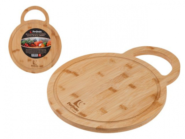 Доска разделочная из бамбука, круглая, 30 см, BAMBOO, PERFECTO LINEA (38-300000)