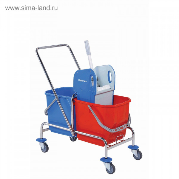Тележка уборочная Bayersan, 2 ведра по 25 л, насадка для отжима, хром/2814404