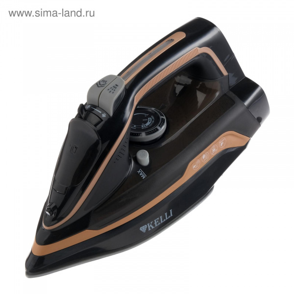 Утюг KELLI KL-1645, 2600 Вт, керамическая подошва, беспроводной, 320 мл, черный/5411675