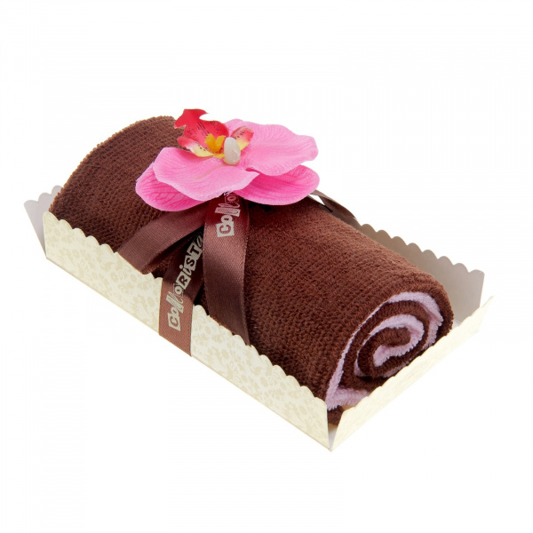 Полотенце сувенирное рулет"Collorista" "Орхидея в шоколадной глазури" 30х30  41598