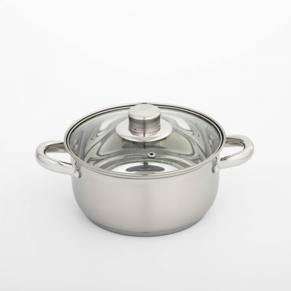 Кастрюля Доляна «Гретте», 2,3 л, d=18 см, стеклянная крышка, капсульное дно/4097384