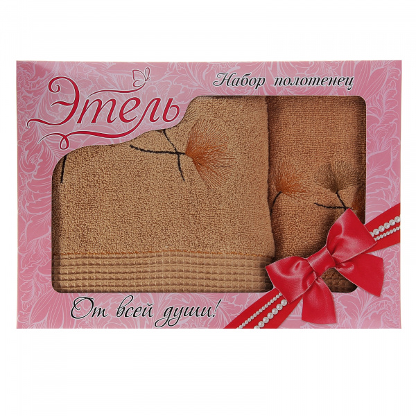 Комплект полотенец "Этель" 2пр Акапулько бежевый 50*90см, 70*140см 108798