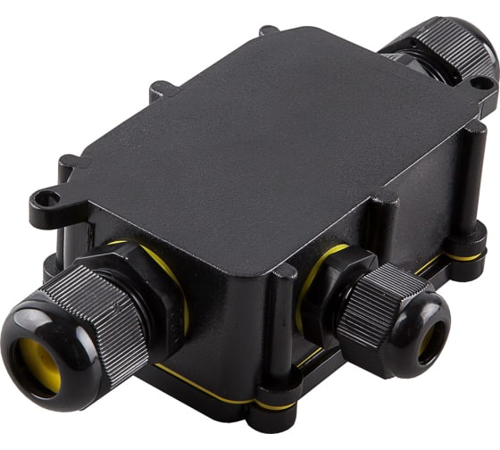 Распределительная коробка STEKKER LD523 водонепроницаемая на 3 выхода, 450V, 140x78x36, черный 49121