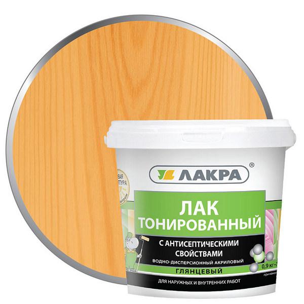 Лак воднодисперсионный тонированный Лакра Орегон 0,9кг Л-с.