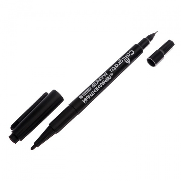 Маркер перманентный двухсторонний 0.7 мм/2.0 мм черный CALLIGRATA /9382041