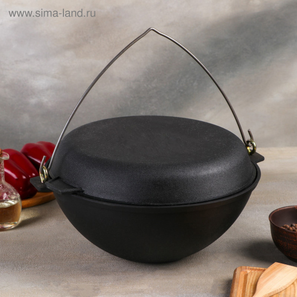 Котел чугунный 5л с дужкой, с чугун. крышкой-сковородой 2390258