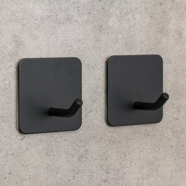 Набор крючков на липучке «Классика. Квадрат», 2 шт, металл, цвет чёрный/6894909