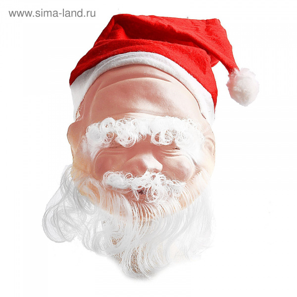 Маска латексная «Дед Мороз с колпаком», маленькая/318345