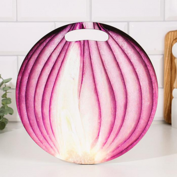 Доска разделочная круглая кухонная "Лук в разрезе", 26,5 см 7373989