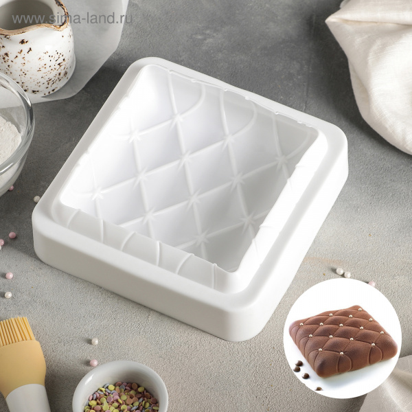 Форма для выпечки и муссовых десертов 19х19х6 см "Рельеф", белый 1403972