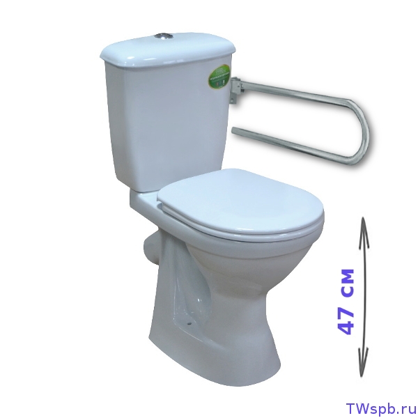 Унитаз-компакт ПЕРСОНА Comfort к/в 1-режимное сиденье ПП. поручень откидной нерж. (ОК) 456773