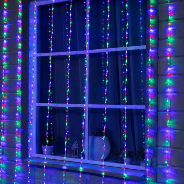 Гирлянда «Водопад» 2 × 3 м, прозрачная нить, свечение мульти, 8 режимов, 220 В /671676