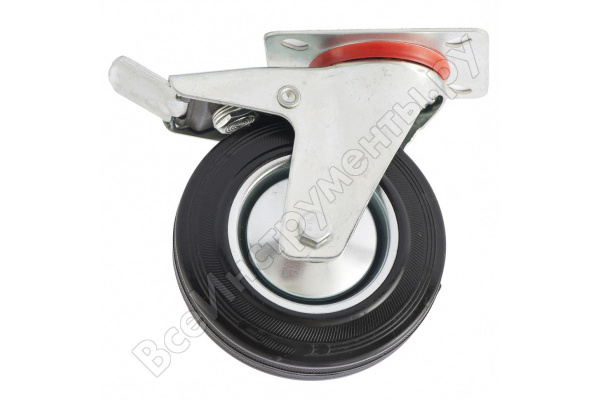 Колесо поворотное с тормозом D 125 мм, крепление платформенное/68722