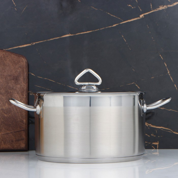 Кастрюля, 5 л, d=23,5 см, h=13 см, металлическая крышка, тройное дно, индукция /5425210