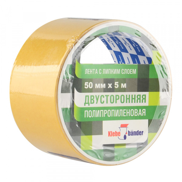 Двусторонняя полипропиленовая лента, 50мм*5м, в и/у, Klebebänder/KPP505T