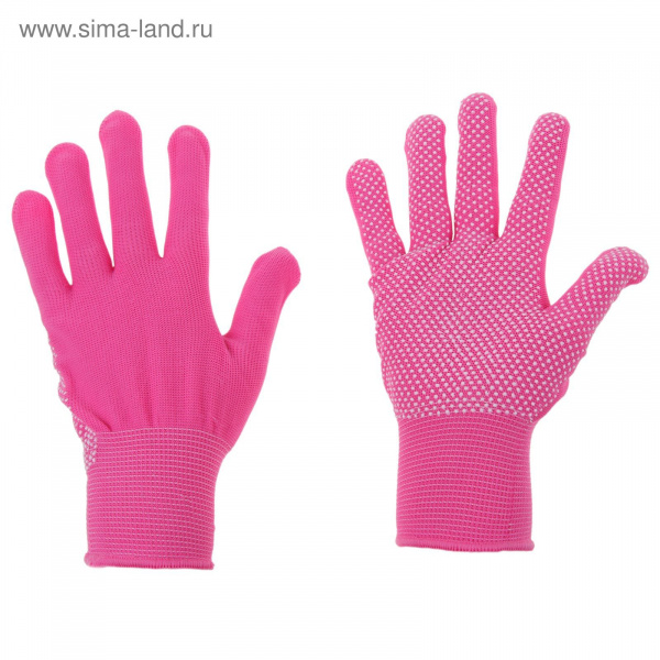 Перчатки х/б с нейлоновой нитью с ПВХ "Точка" розовые 1006674