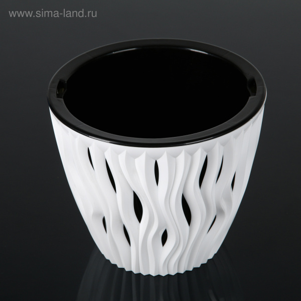 Кашпо 2,25 л "Вдохновение", цвет белый/чёрный /4534376