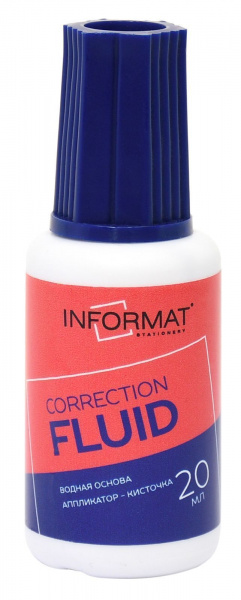 Корректирующая жидкость INFORMAT 20 мл с кисточкой водная основа /036385