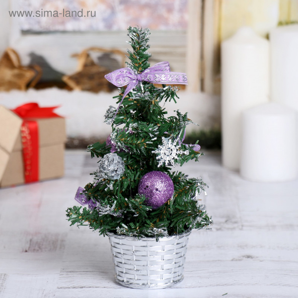 Елка 20см декор фиолетовый 717969