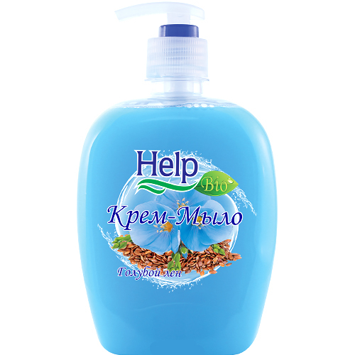 Жидкое мыло Help Голубой Лен с дозатором 500 мл