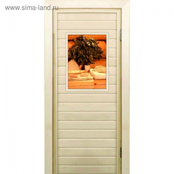 Дверь для бани со стеклом (40*60), "Банные радости", 170×70см, коробка из осины/5014891