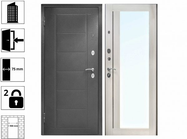 Дверь ТИТАН ДИАГОНАЛЬ-2050/860/ L бетон с.графит 