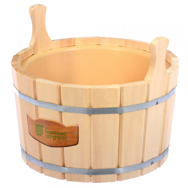 Ушат "шайка" 12 л. с пластиковой вставкой, липа/32692