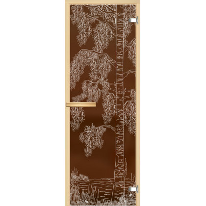 Дверь для сауны 690-1890 Правая Бронзовое стекло 8мм Дерево с водой