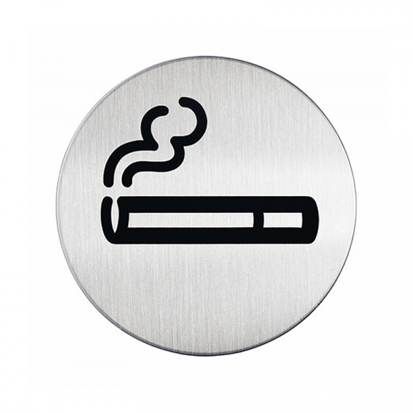 Табличка металлическая информационная  МЕСТО ДЛЯ КУРЕНИЯ, D-83мм, серебро 4910-23