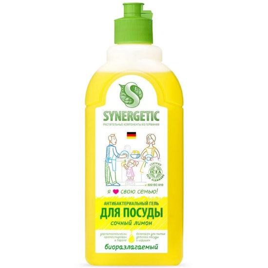 Средство для мытья посуды SYNERGETIC Лимон концентрированное, 500 мл