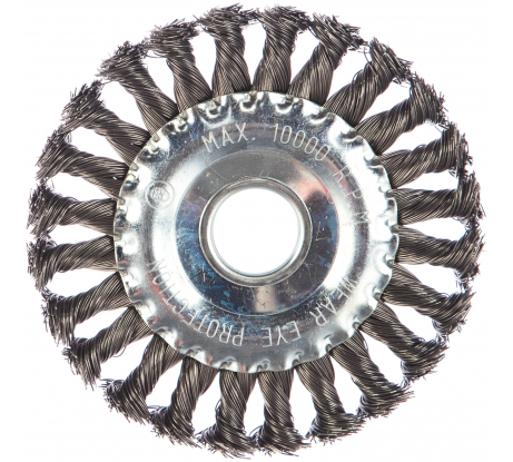 Щетка для УШМ 125 мм, посадка 22,2 мм, плоская, крученая металлическая проволока/74632