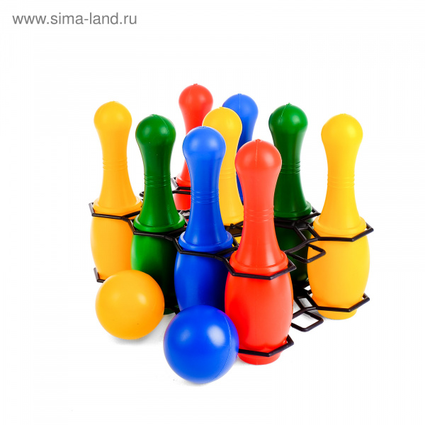 Боулинг цветной 9 кеглей 2 шара 3388316