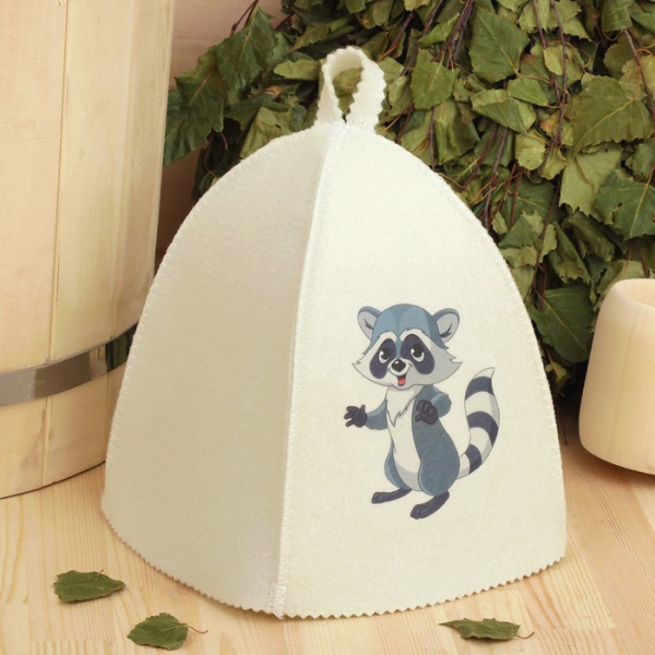 Банная шапка с детской термопечатью "Енот"/3304198
