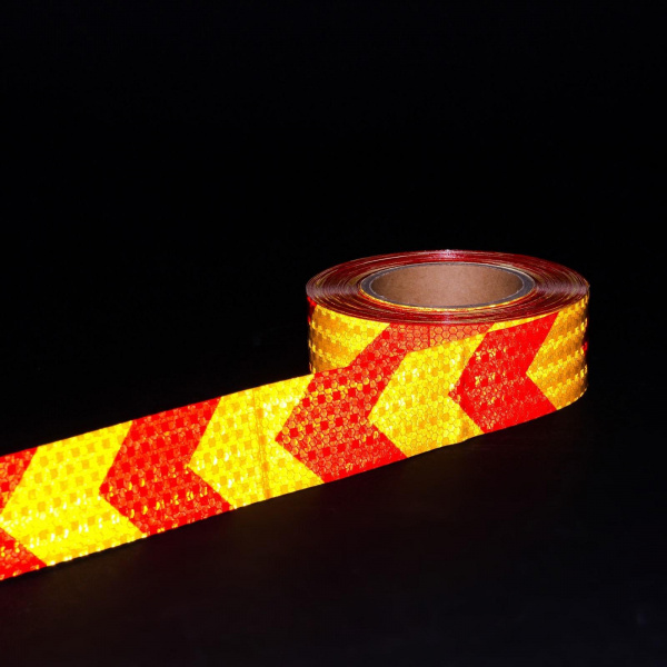 Светоотражающая лента, самоклеящаяся, желто-красная, 5 см х 25 м/2604173