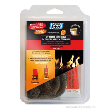 Набор PROPFEU TRESS d 4/6мм 2.5 м жгут огнеупор+ клей